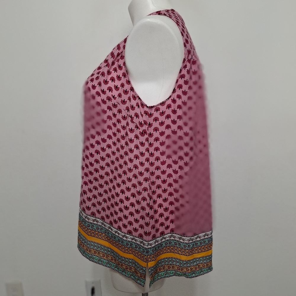 Violet Claire Sleeveless Cottagecore Pink Floral V-Neck Tunic Blouse Size 1X - Picture 8 of 9